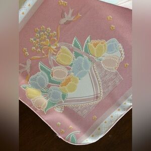 Vintage Floral & Bird Motif Rectangular Tablecloth, Cottagecore Coquette Girl